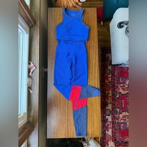 WILO Blue and Red Leggings Athletic Set Size XS
